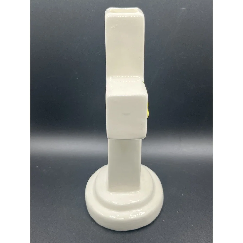 White Porcelain‎ Cross Vase w/ Yellow Flower & 'God Is Love' Religious